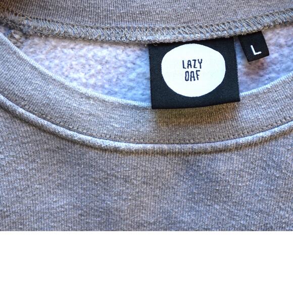 Lazy Oaf Graphic Sleeve Sweatshirt Gray Crewneck Size L - Picture 3 of 4